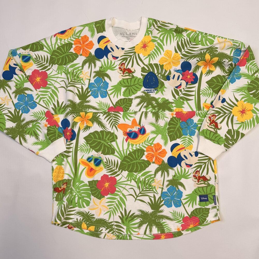 Disney Aulani Resort Hawaii Spirit Jersey Shirt Medium Hibiscus Palm Leaves